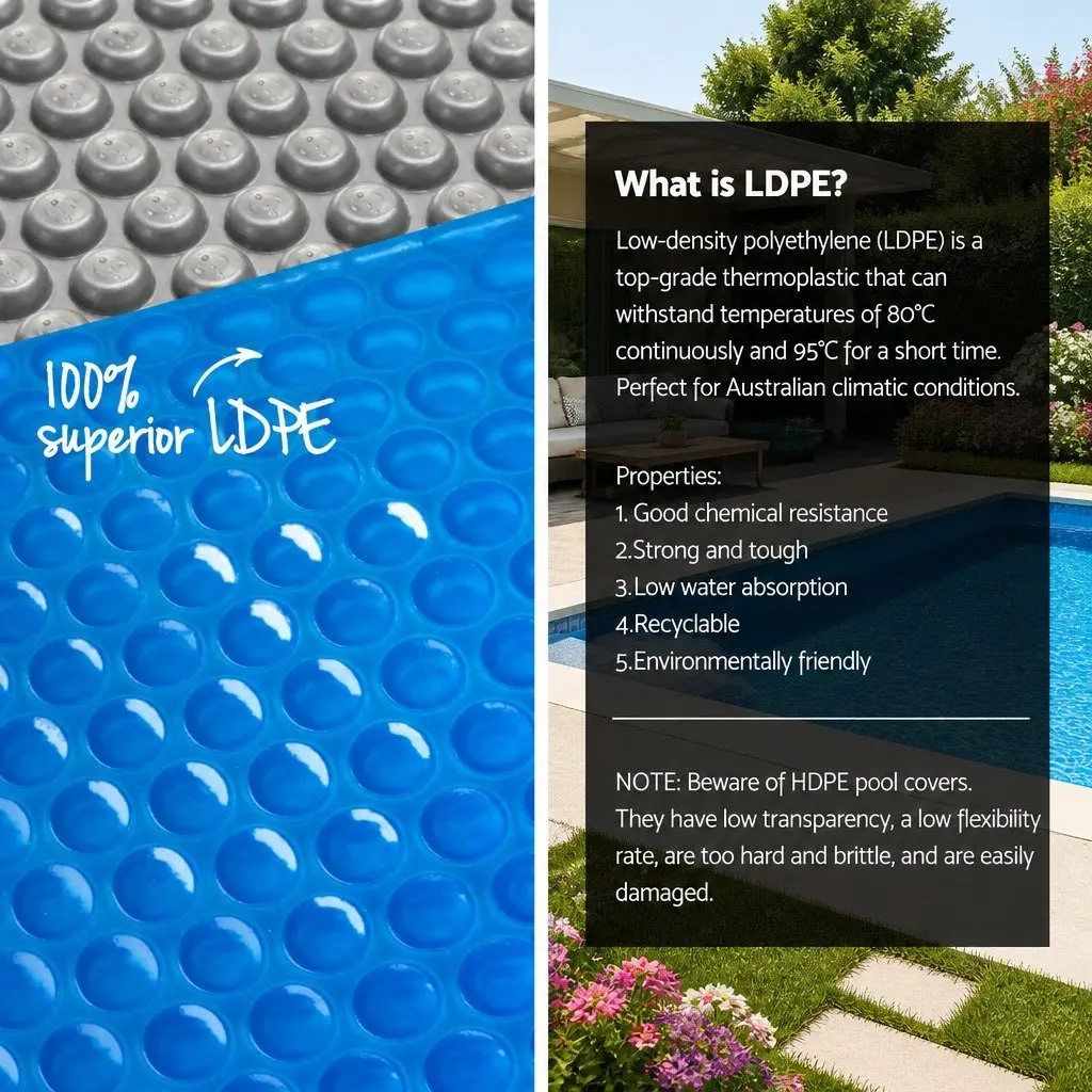 Pool Cover 11x4.8m 500 Micron Solar Blanket Blue with Aluminium Roller