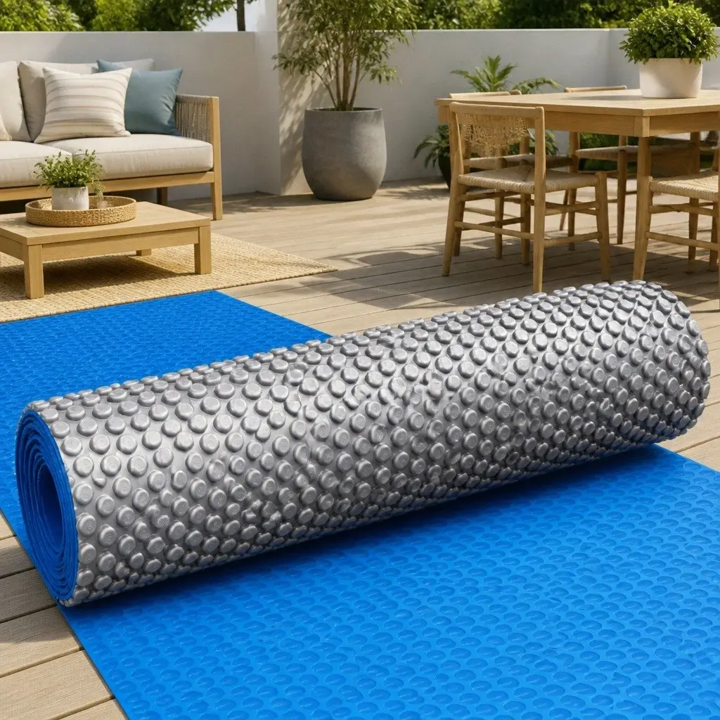 Pool Solar Cover 11x6.2m 600 Micron Bubble Heat Retention Blue Silver