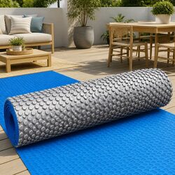 Pool Solar Cover 11x6.2m 600 Micron Bubble Swimming Pool Blanket Blue Silver
