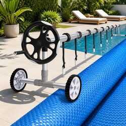 Pool Cover 11x6.2m 400 Micron Solar Blanket with Aluminium Roller 6.55m