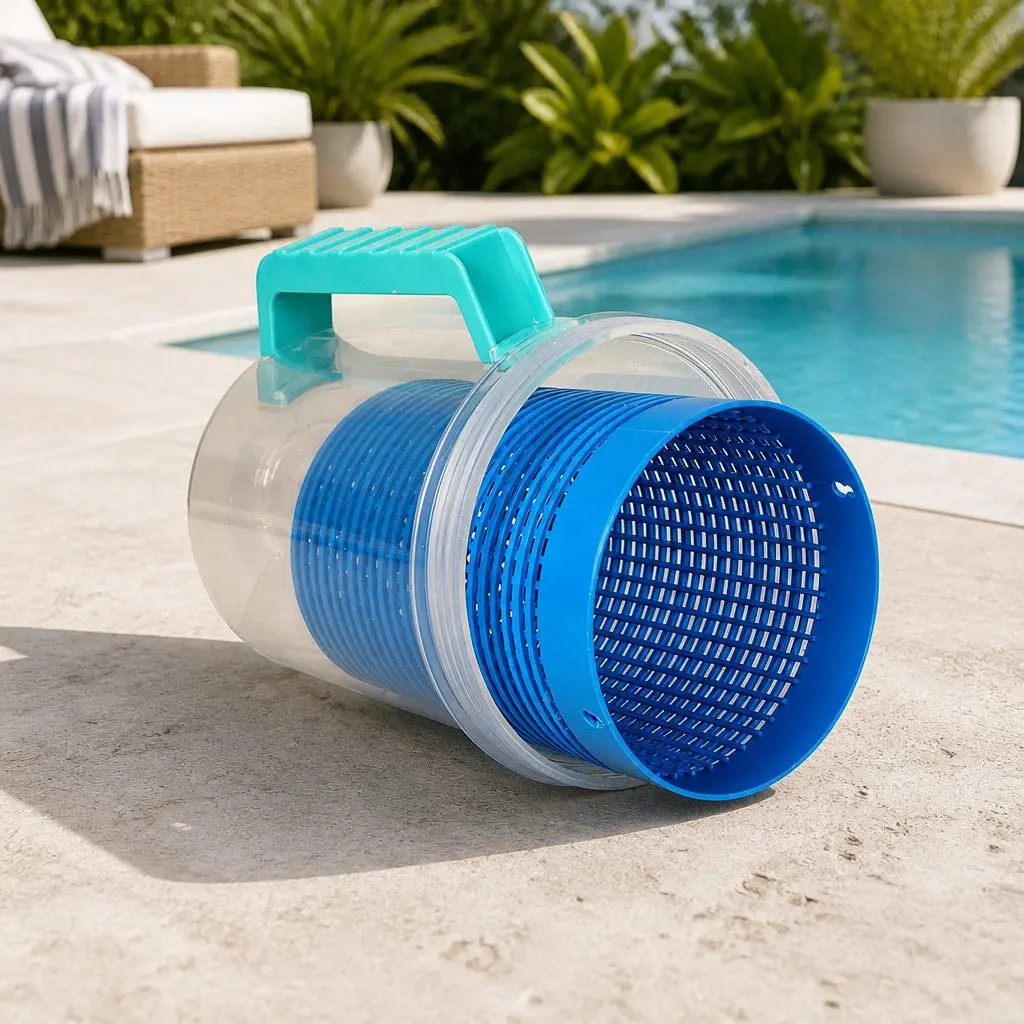 Pool Leaf Canister Medium Clear Container Debris Catcher Filter System