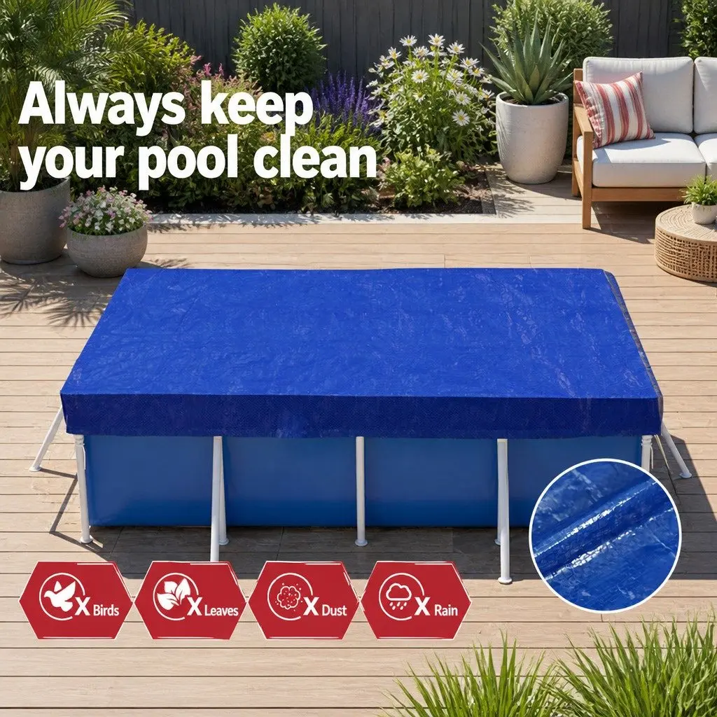 Above-ground Pool Cover 2m x 3m Blue UV-resistant with Drainage Holes and Security Ropes