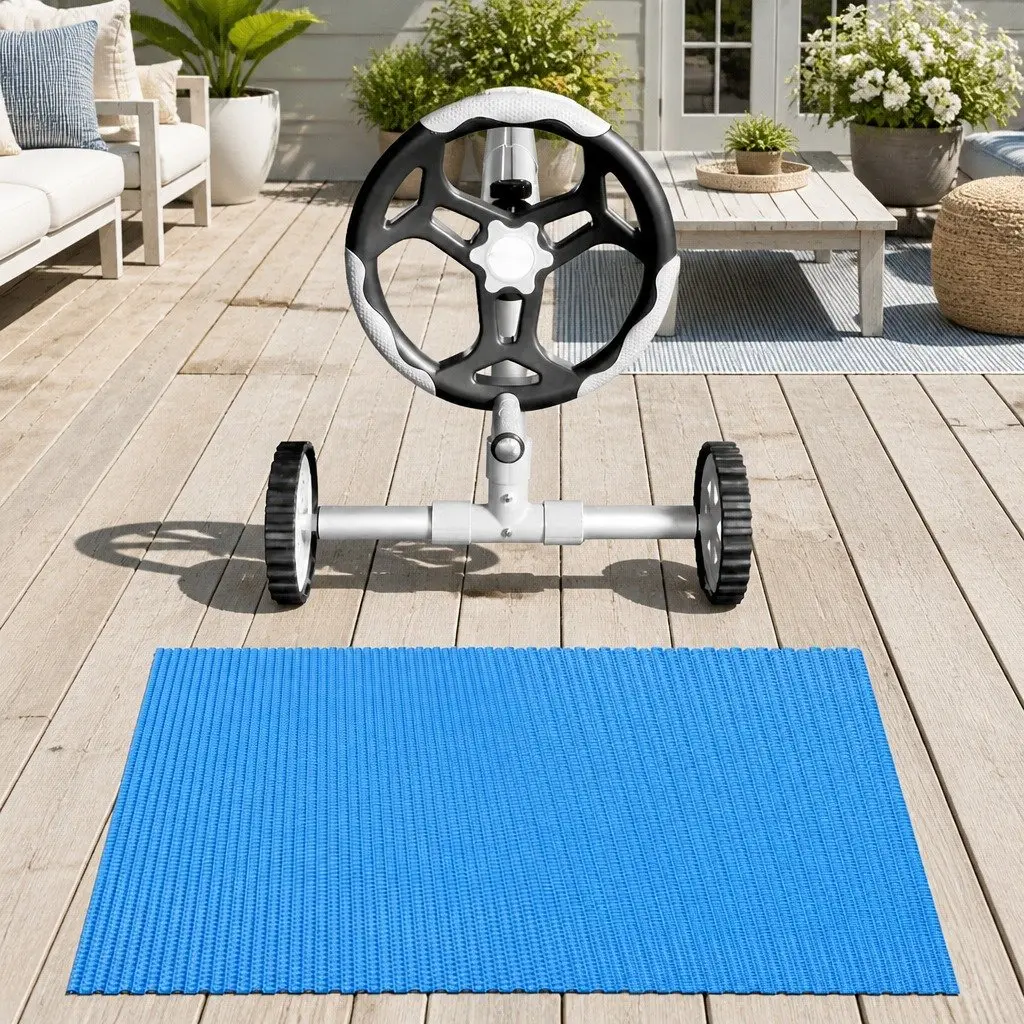 Solar Pool Cover 7x4m 600 Micron with Adjustable Aluminium Roller System