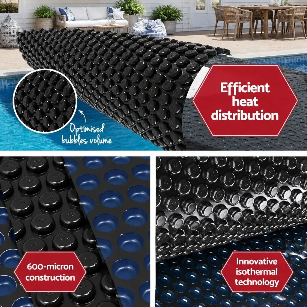Pool Cover 7x4m Solar Blanket 600 Micron with Aluminium Roller Adjustable 5.55m