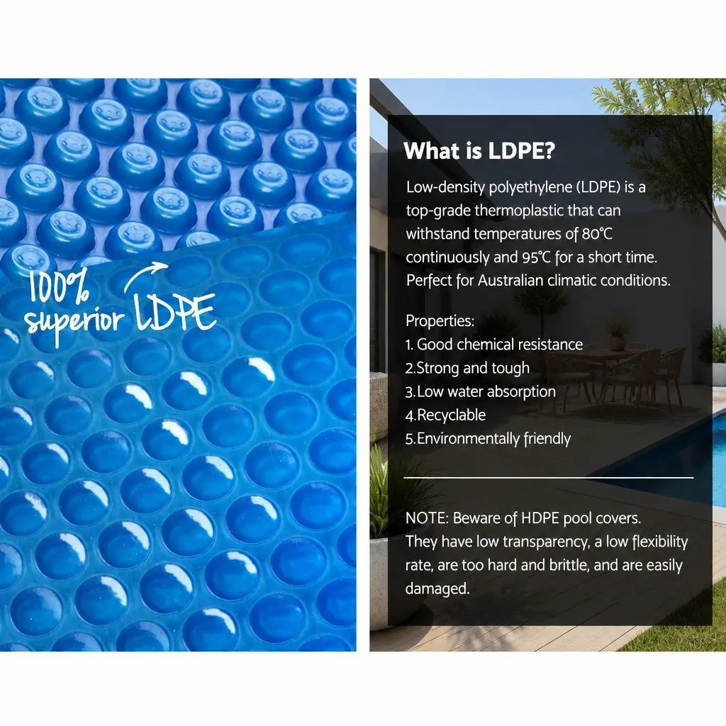 Solar Pool Cover 8m x 4.2m Blue High Efficiency Heat Retention Bubbles 500 Micron