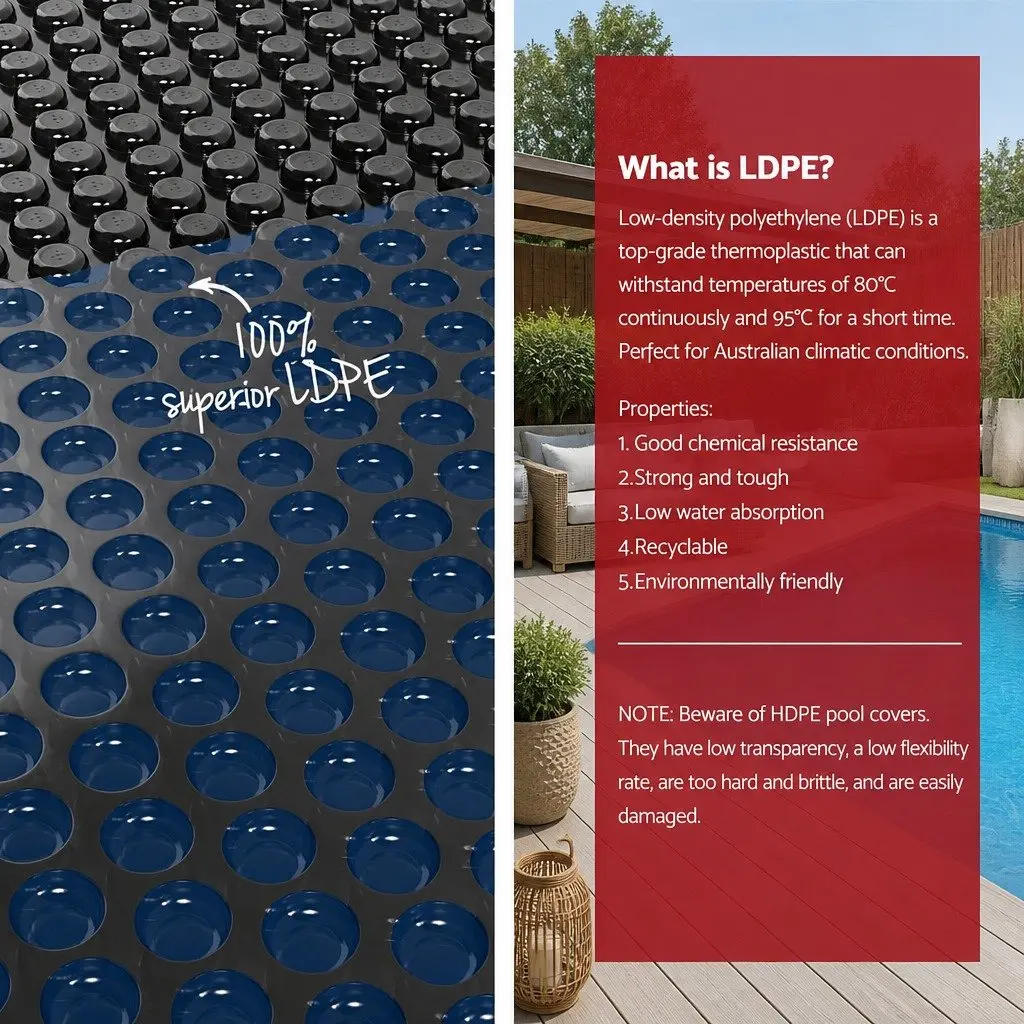 Solar Pool Cover 8.5x4.2m 600 Micron with Aluminium Roller 5.55m Blanket Heating