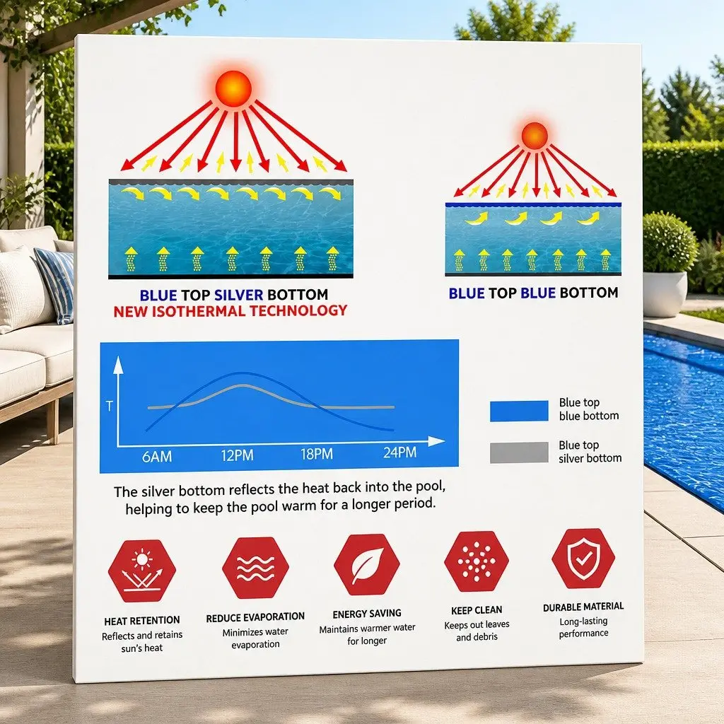 Solar Pool Cover 8.5x4.2m 500 Micron Blue Silver Isothermal Swimming Pool