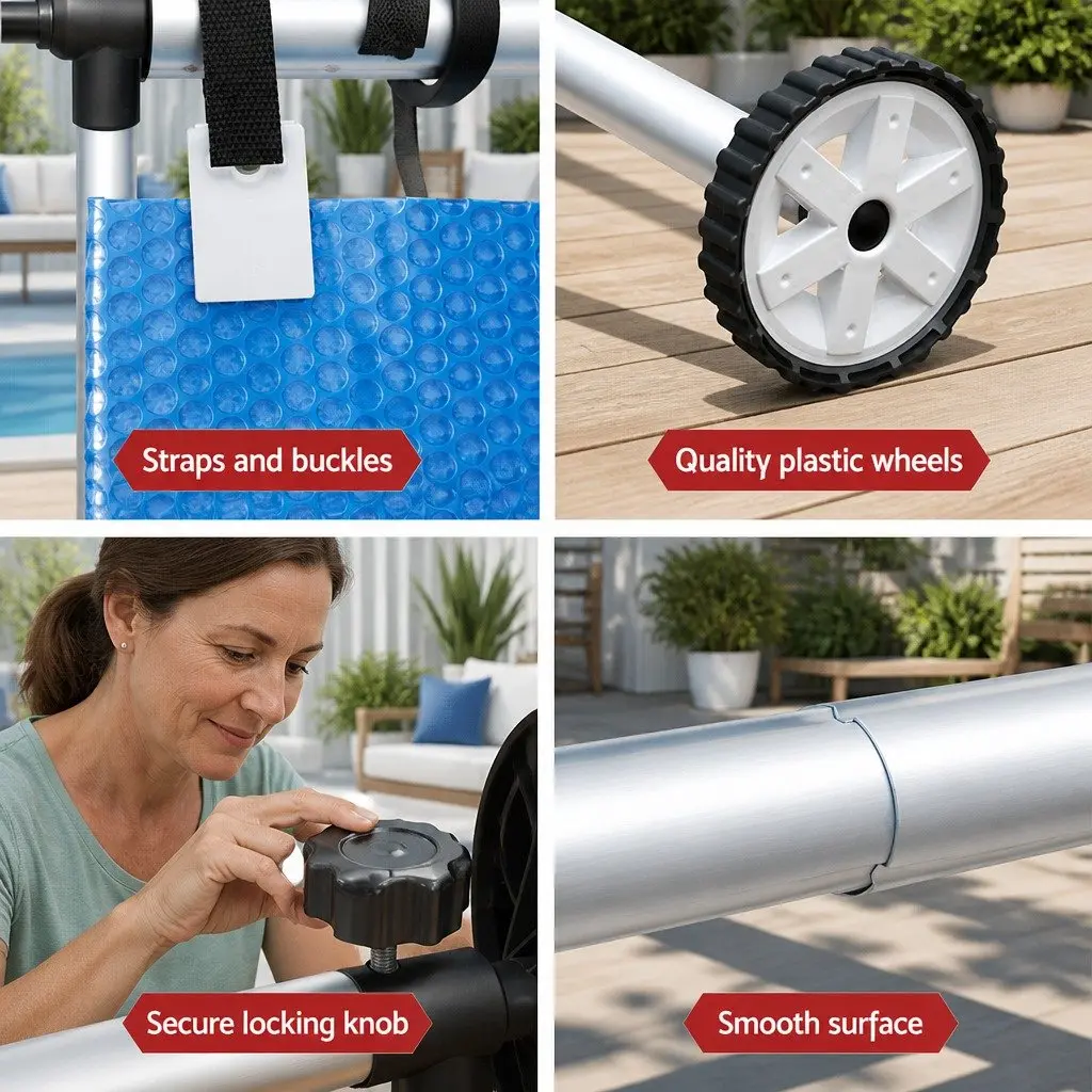 Pool Cover 9.5x5m 500 Micron Solar Blanket with Adjustable Aluminium Roller