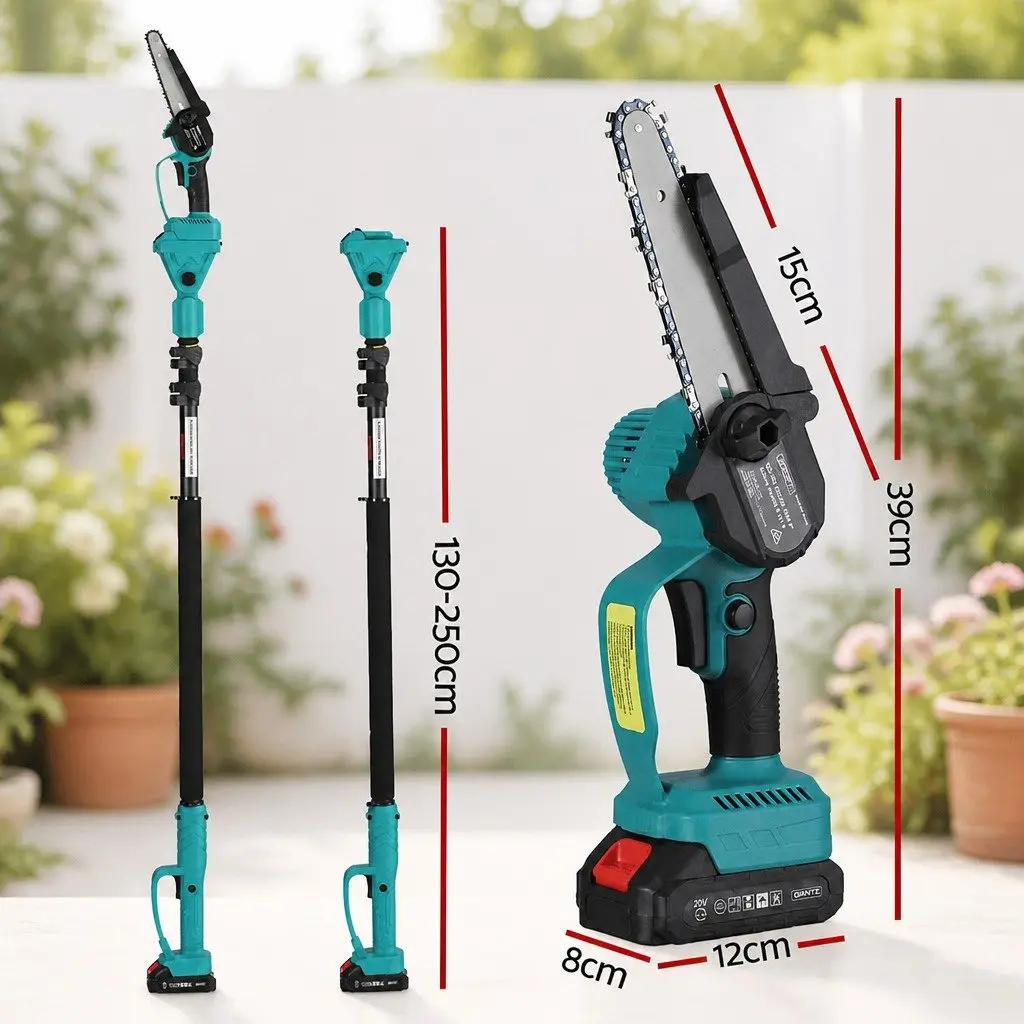 Cordless Pole Chainsaw 6 Inch Telescopic Cutting Blade 20V Battery Kit