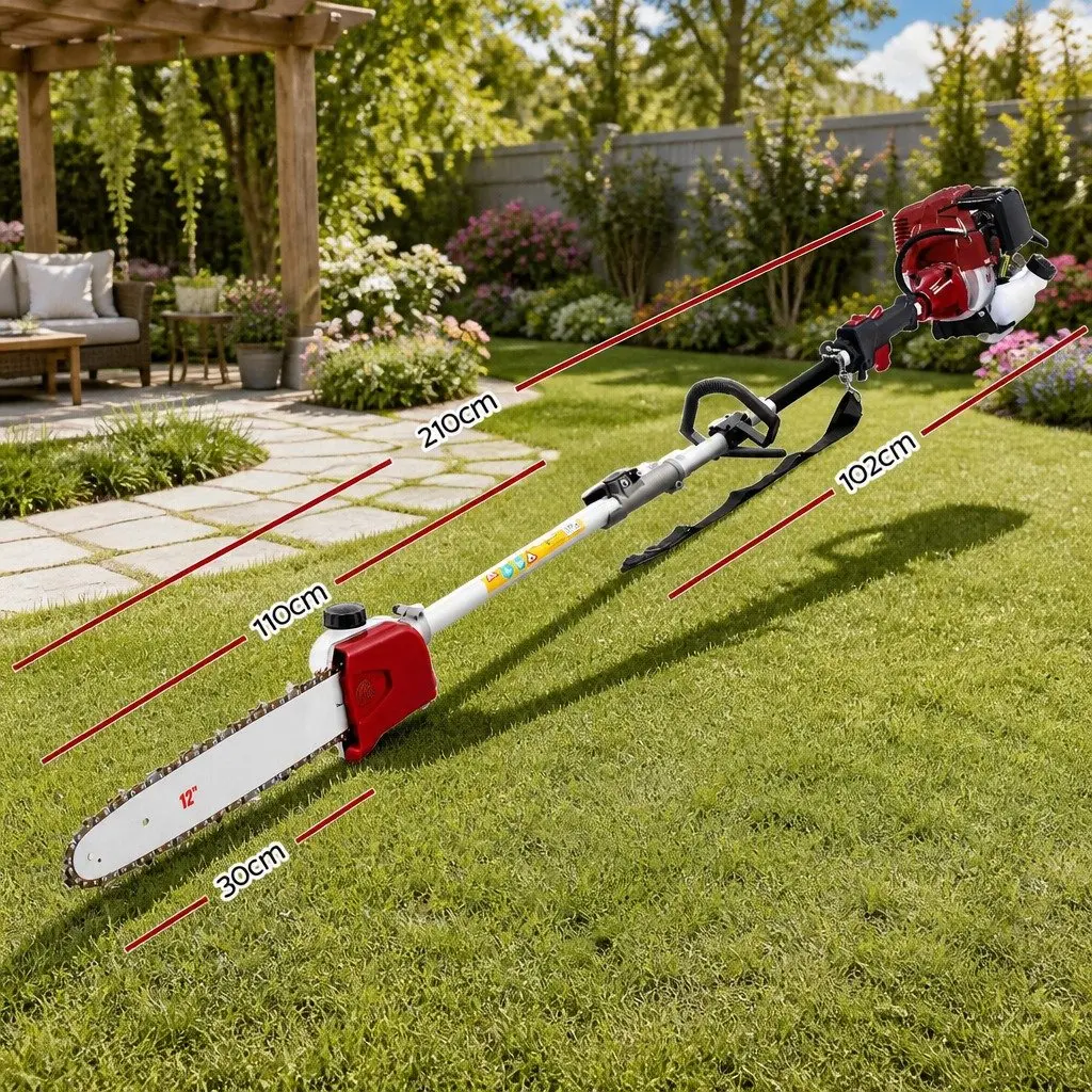 4 Stroke Pole Chainsaw 31cc Multi Tool with Hedge Trimmer Brush Cutter and Extension Poles