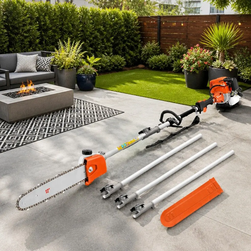 4 Stroke Petrol Pole Chainsaw 12 Inch Bar Long Reach Tree Pruner with 5.6m Extension