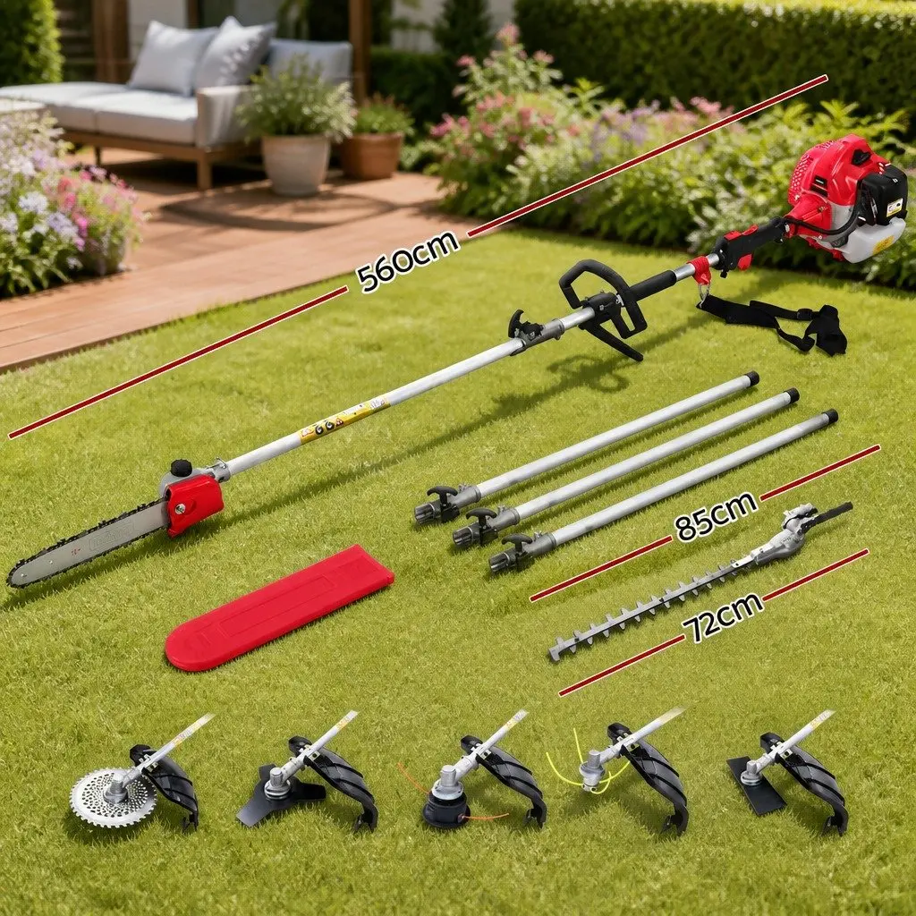 65CC Pole Chainsaw 7-in-1 Multi Tool with Extension Poles for Garden Maintenance