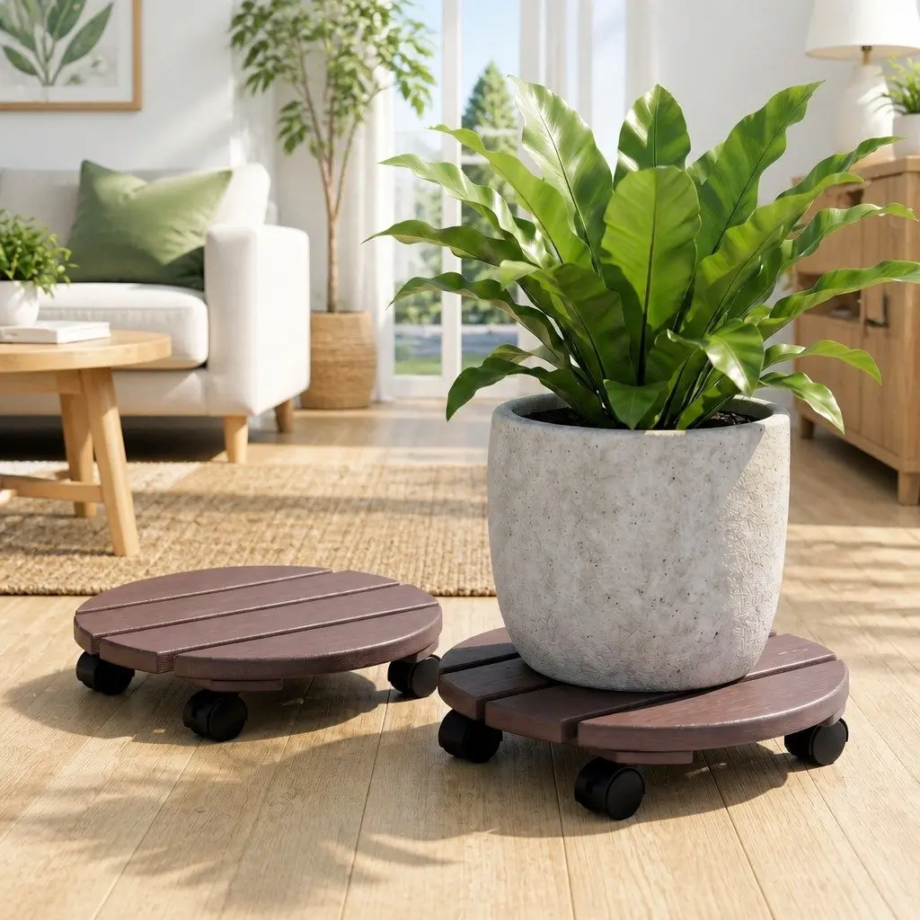 Plant Caddy 32 x 10 cm Rolling Cart with Lockable Wheels for Indoor Outdoor Use