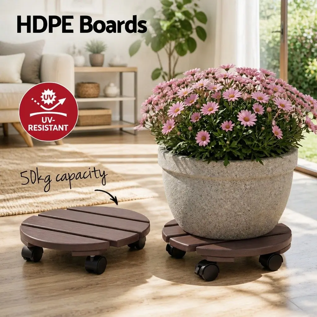 Plant Caddy 32 x 10 cm Rolling Cart with Lockable Wheels for Indoor Outdoor Use