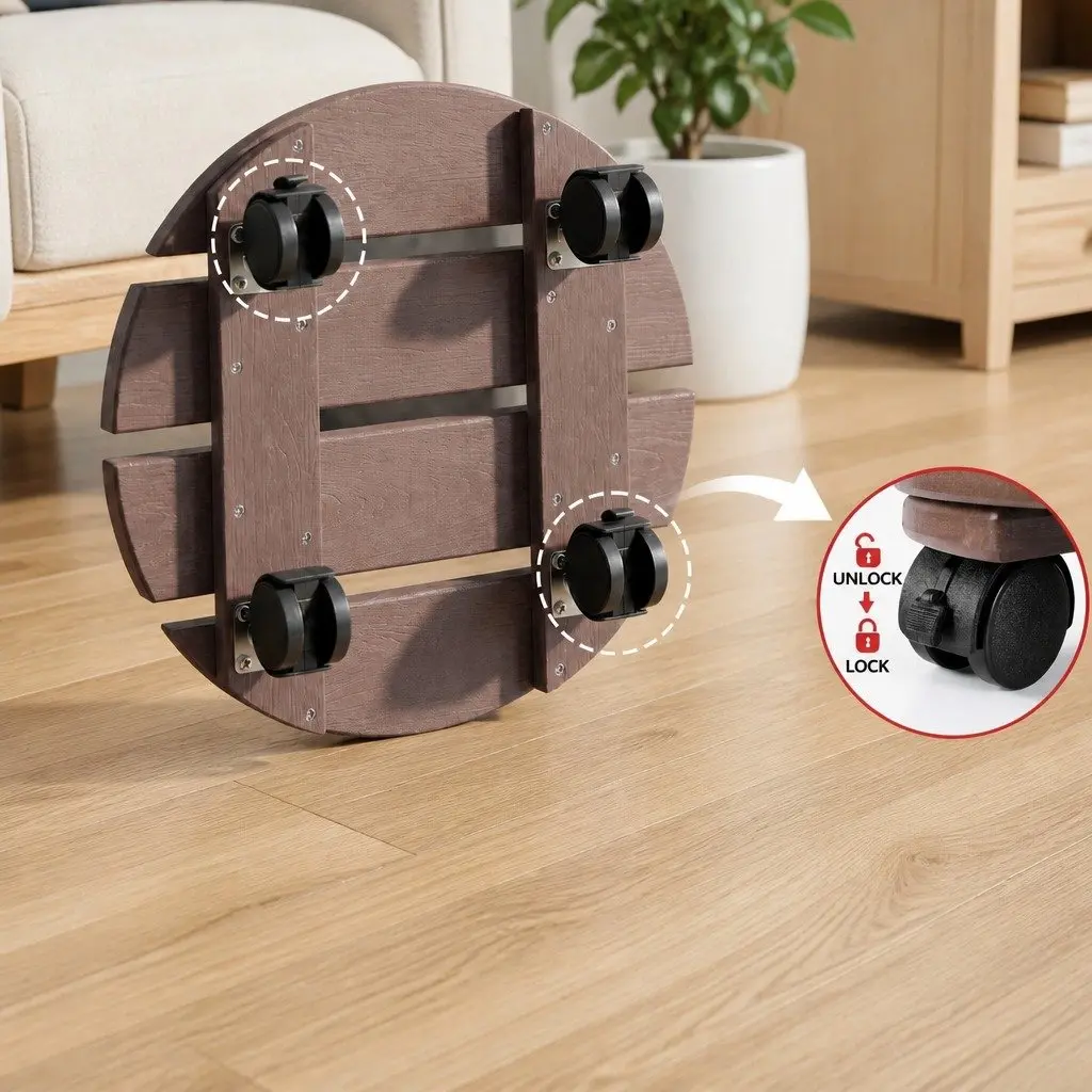Plant Caddy 32 x 10 cm Rolling Cart with Lockable Wheels for Indoor Outdoor Use