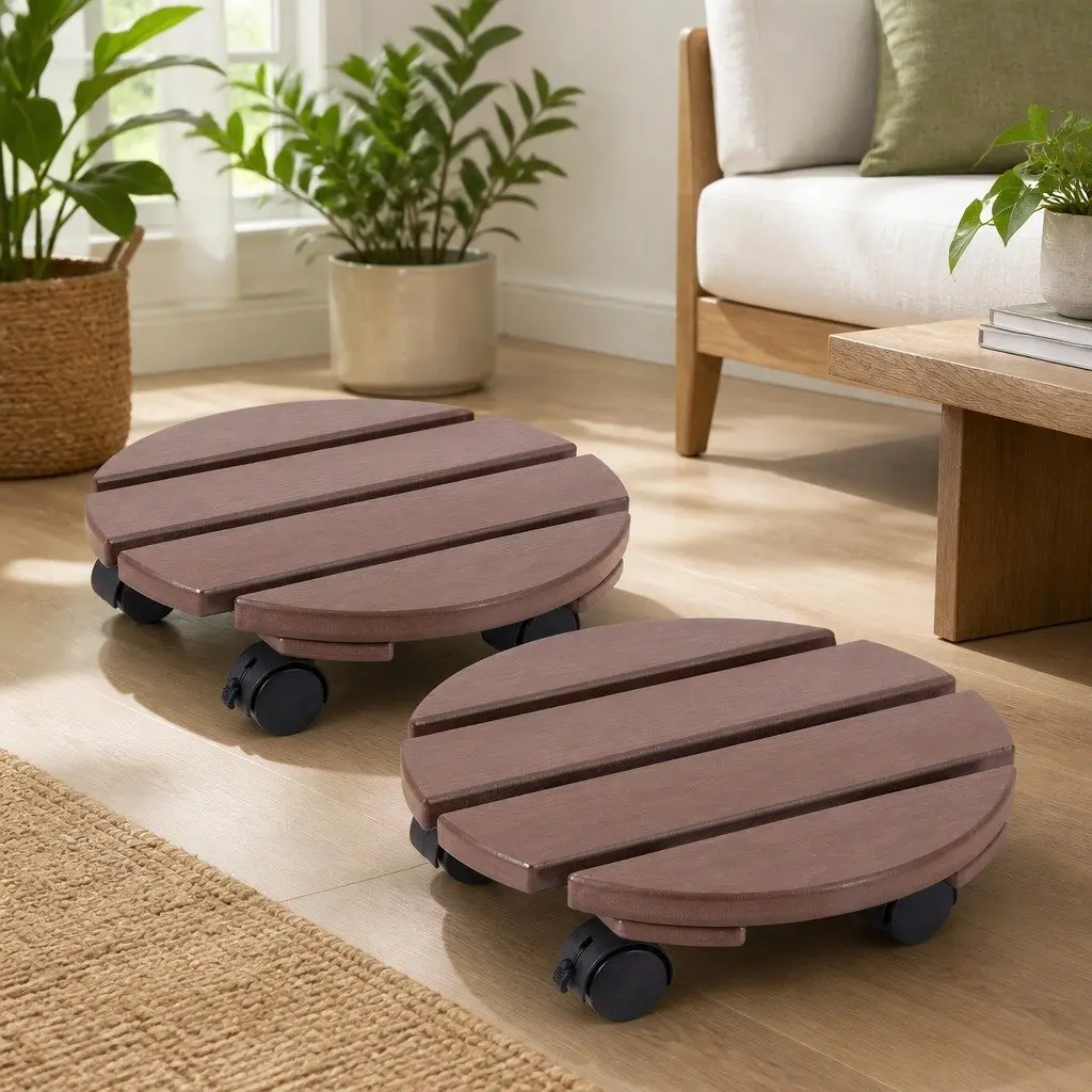 Plant Caddy 32 x 10 cm Rolling Cart with Lockable Wheels for Indoor Outdoor Use