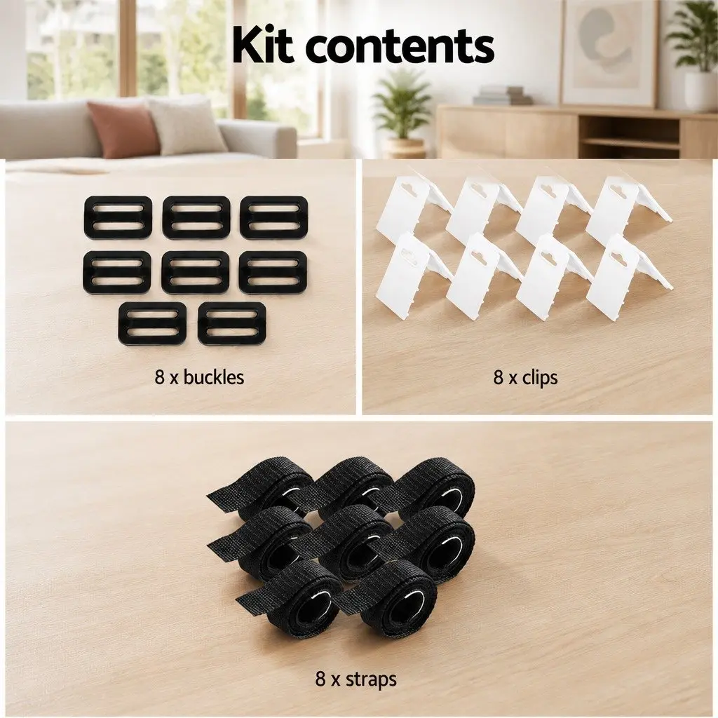 Pool Cover Roller Attachment Strap Kit 8 Piece Universal Clip Buckle Set for Secure Pool Cover Connection