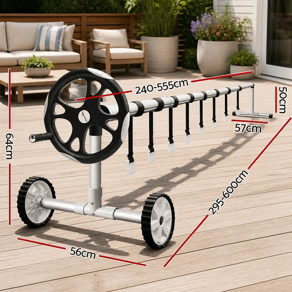 Pool Cover Roller 5.5m Adjustable Telescopic Aluminium Solar Blanket Reel