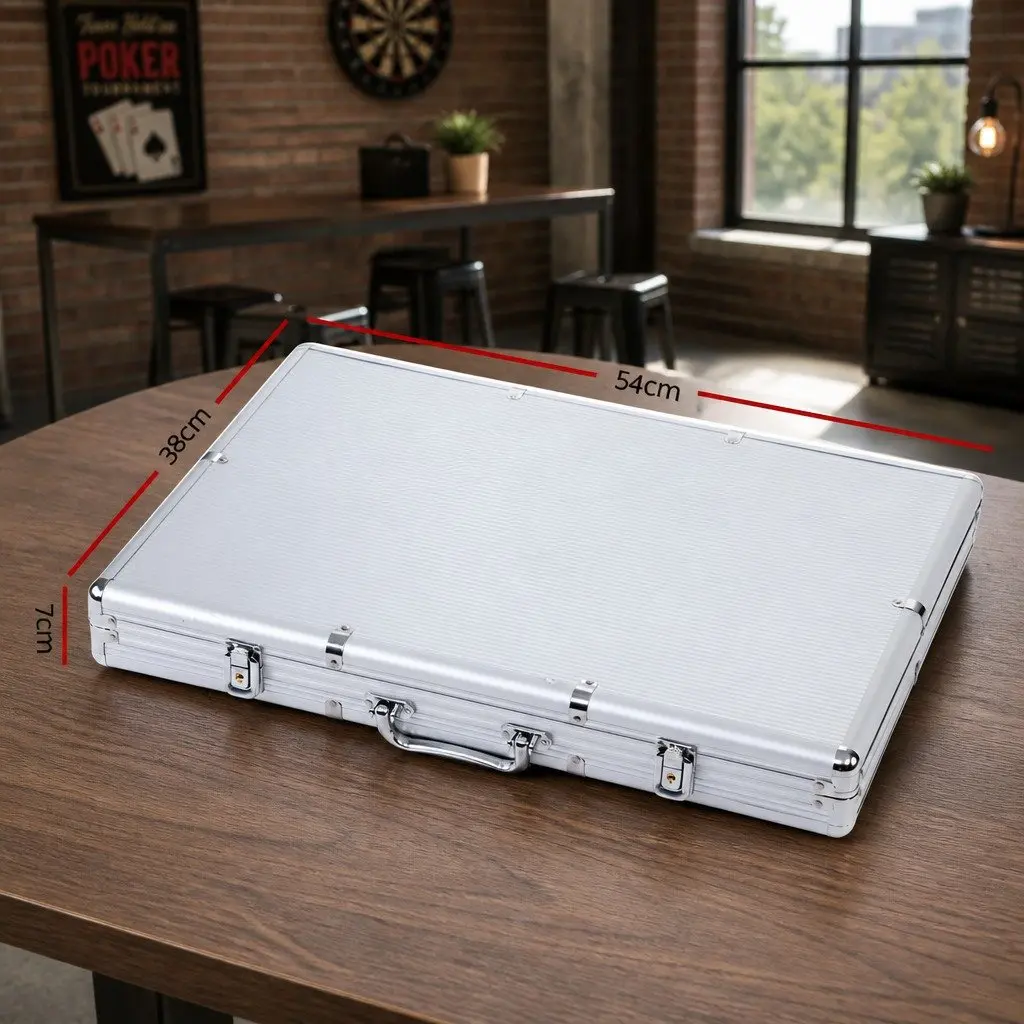 Poker Chips Set 1000 Pieces with Lockable Case for Casino Style Texas Hold'em Game Including Playing Cards and Dices