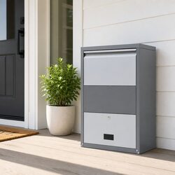 Stylish Grey Parcel Drop Box for Home Delivery Convenience