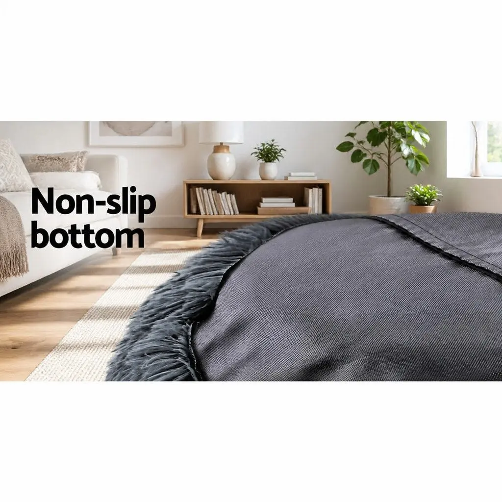 Extra Large Pet Bed 110cm Soft Plush Calming Dark Grey Non-Slip