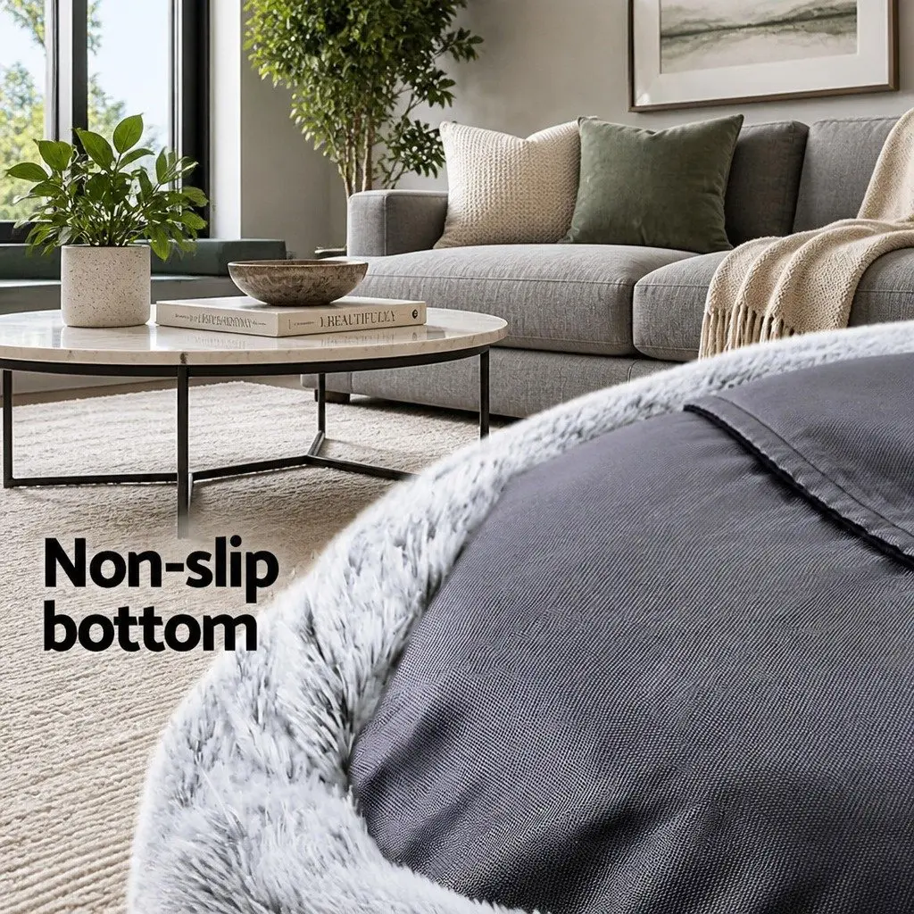 Pet Bed Extra Large 110cm Calming Soft Plush Non-Slip Base
