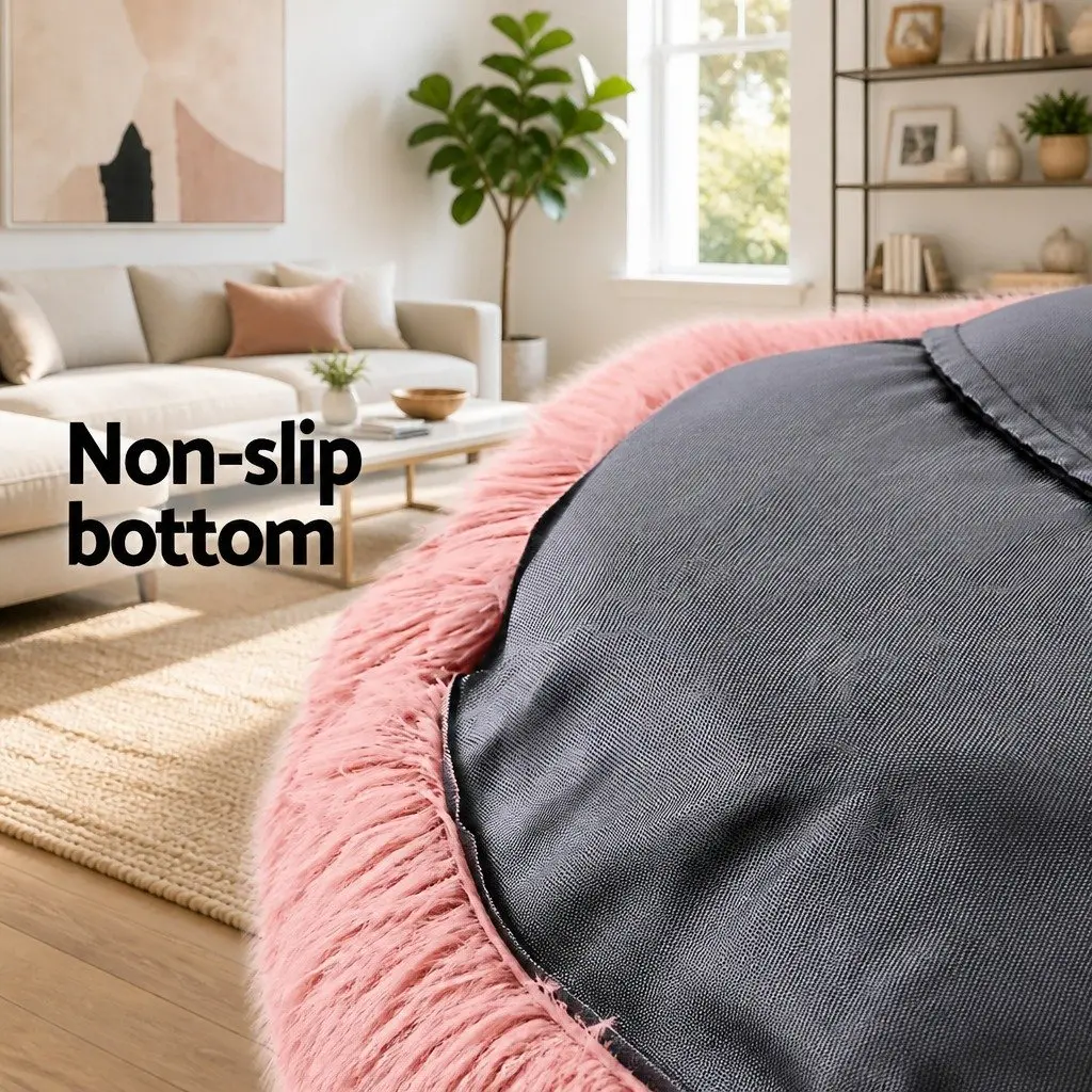 Extra Large Pet Bed 110cm Soft Plush Calming Pink Washable Cover