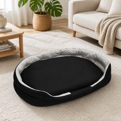 Spacious Black Dog Bed for a Calm Relaxation Experience 130x90x26cm