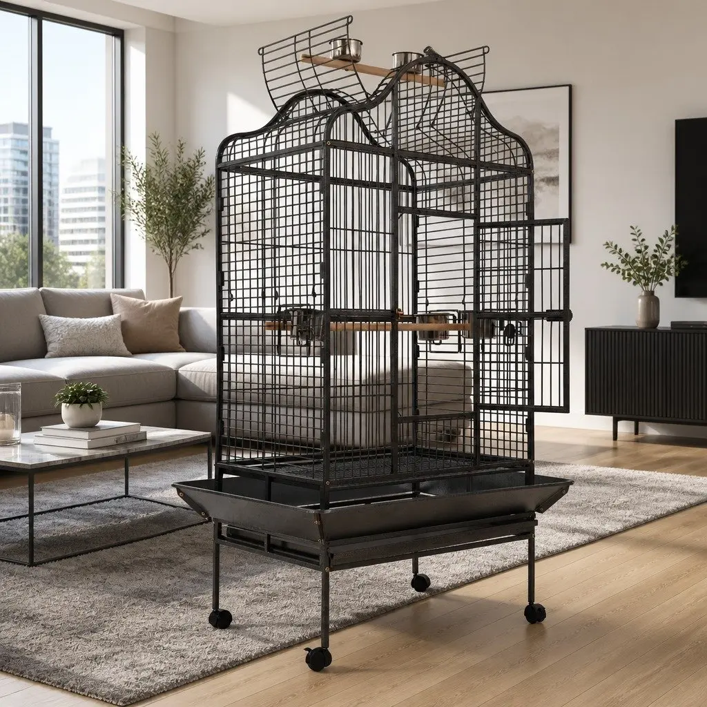 Large Bird Cage 168cm Open Top Heavy-Duty Wrought Iron Frame Parrot Aviary