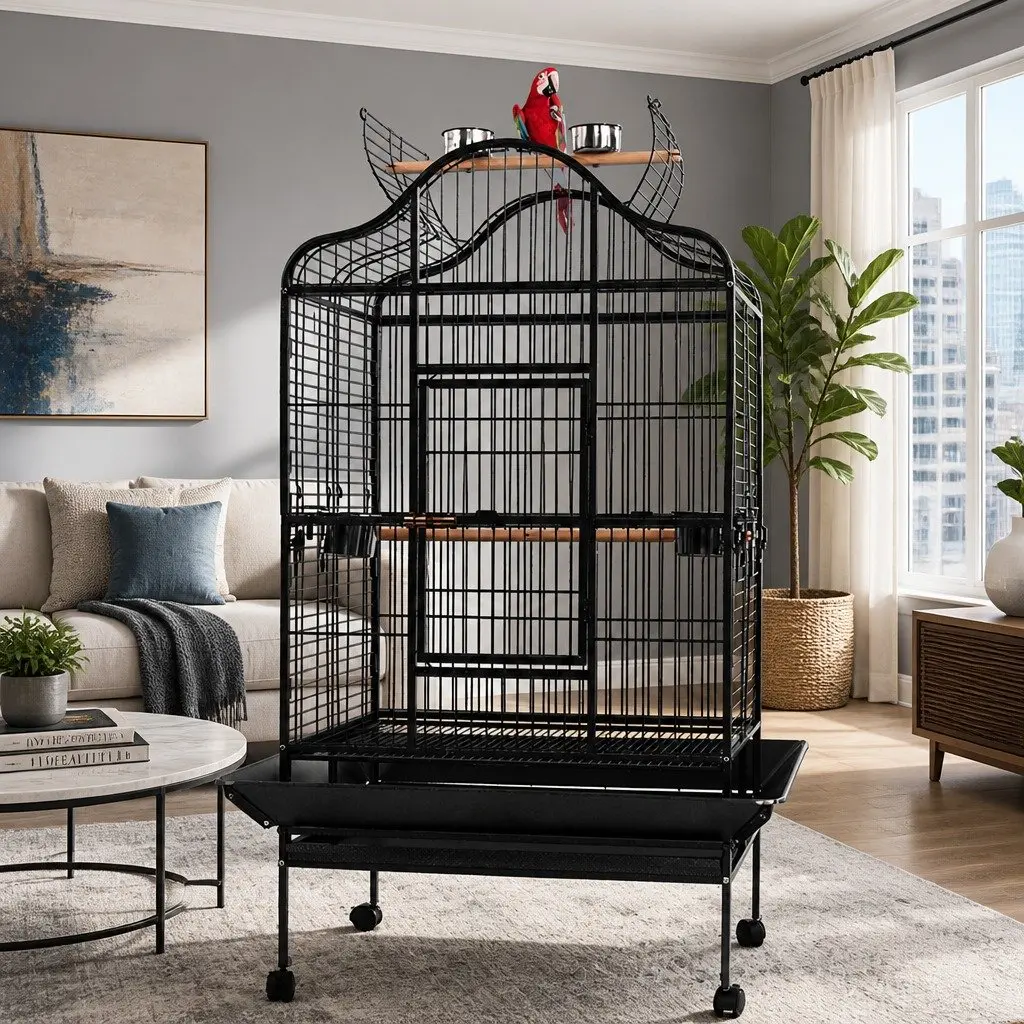 Large Bird Cage 168cm Open Top Heavy-Duty Wrought Iron Frame Parrot Aviary