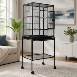Chic Black 144cm Aviary for Your Feathered Friends