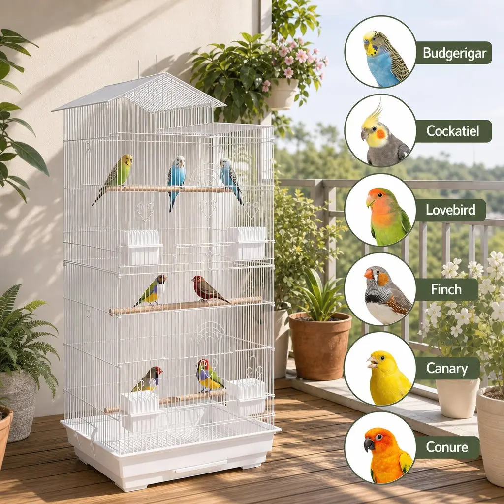 100cm Bird Cage Aviary Parrot Budgie Cockatiel Hanging Tabletop with Perches