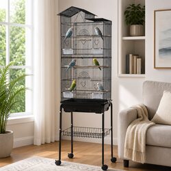 Elegant 158cm Bird Cage with Wheels for Small Birds