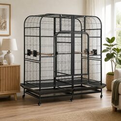 Large Bird Aviary Cage 185cm Parrot Housing Removable Divider Castor Wheels