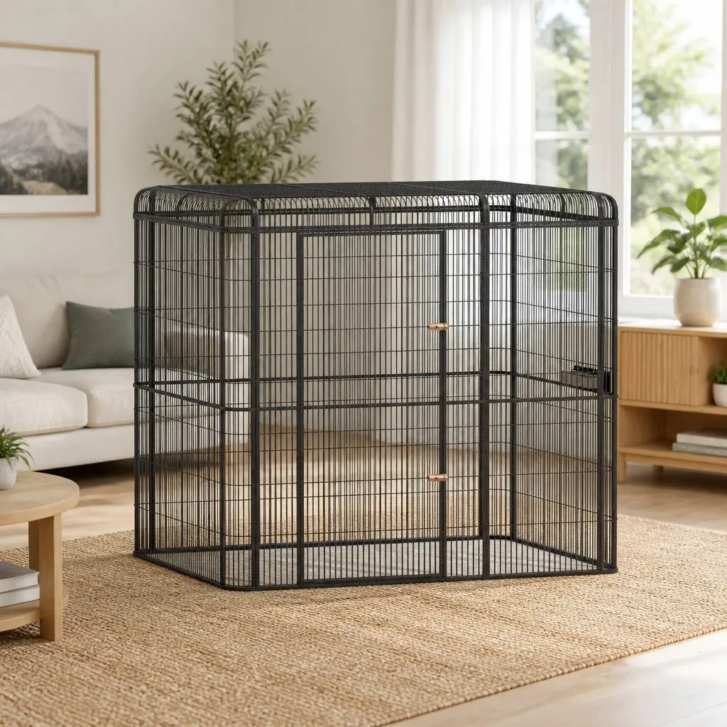 Large Walk-in Aviary Bird Cage Parrot Macaw Cockatoo Pet Enclosure 203cm Black