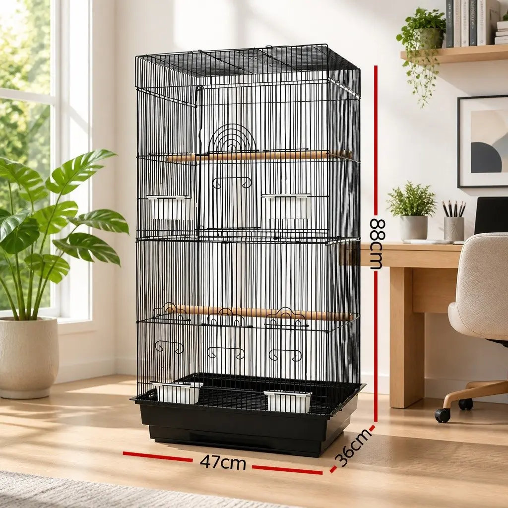 Bird Cage 88cm Large Wrought Iron Easy Assemble with Perches and Feeders