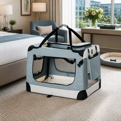 Portable Travel Pet Crate for Cats and Dogs - Blue