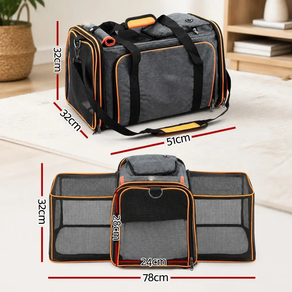 Pet Carrier Bag Foldable Expandable Airline Approved Travel Kennel for Dogs and Cats