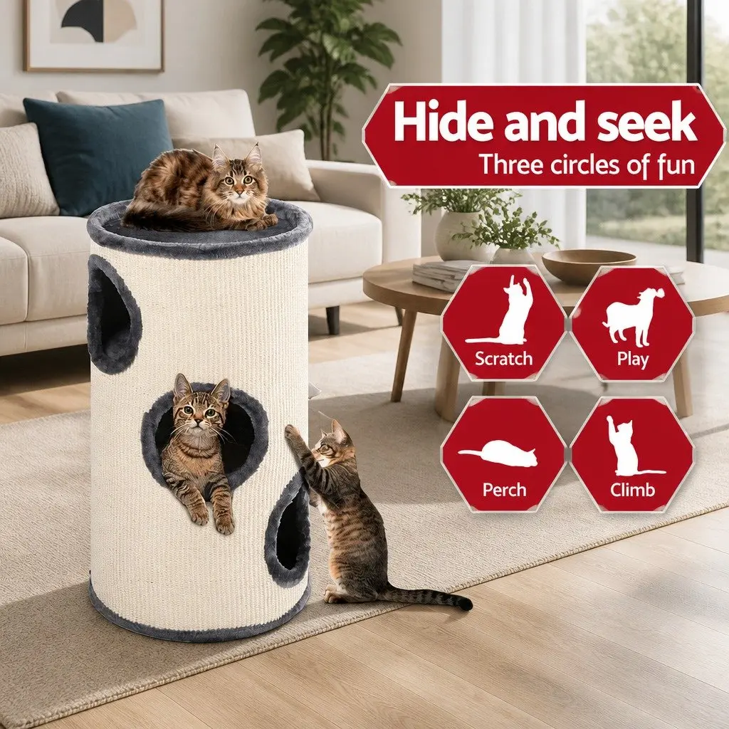 Cat Tree 70cm Multi-Level Condo with Scratching Post Hideouts and Hanging Toy