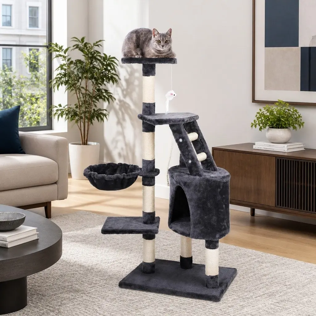 Cat Tree 120cm Multi-Level Condo House with Scratching Posts and Hammock