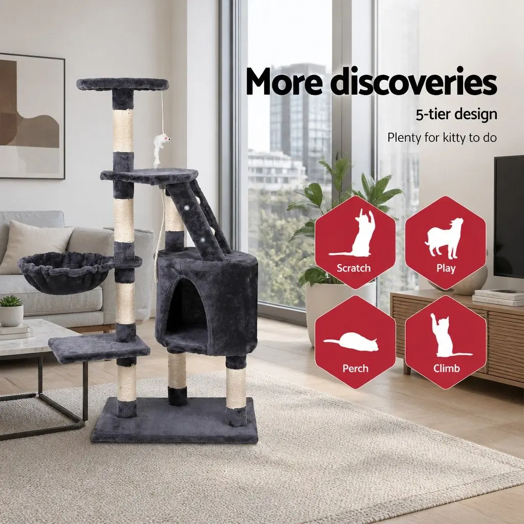 Cat Tree 120cm Multi-Level Condo House with Scratching Posts and Hammock