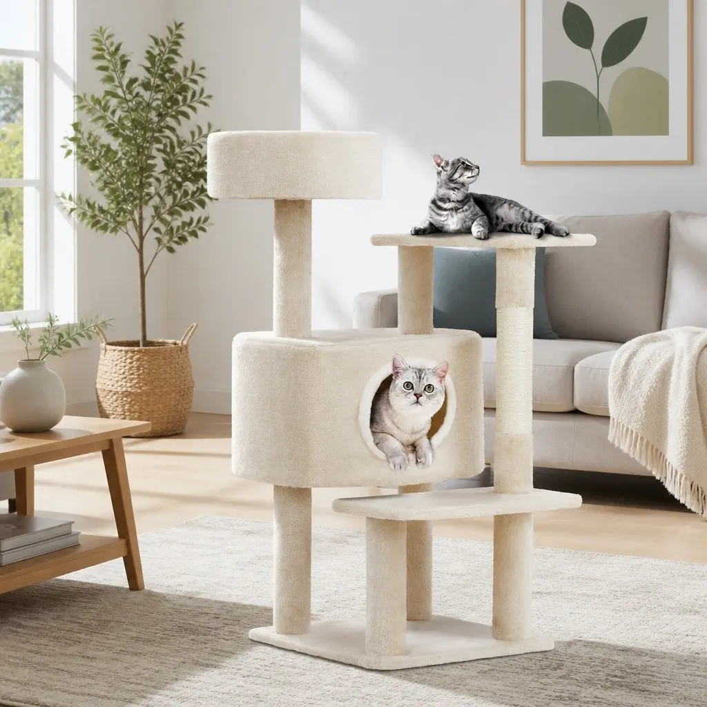 Cat Scratching Post 90cm Multi-Level Condo House Bed Scratcher Climbing