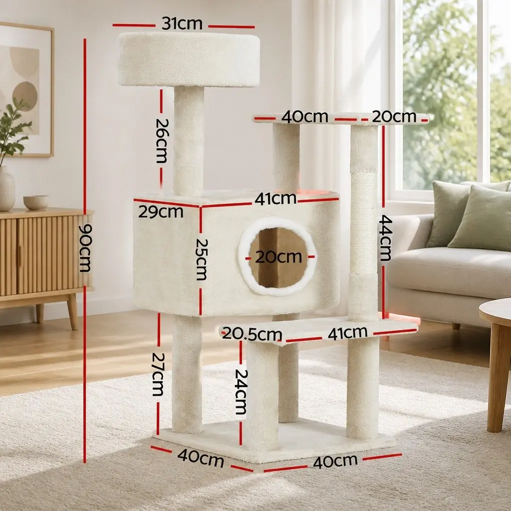 Cat Scratching Post 90cm Multi-Level Condo House Bed Scratcher Climbing