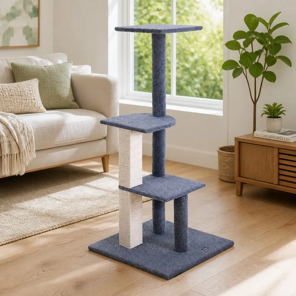 Cat Tree 124cm Multi-Level Condo Perch Scratching Post Grey