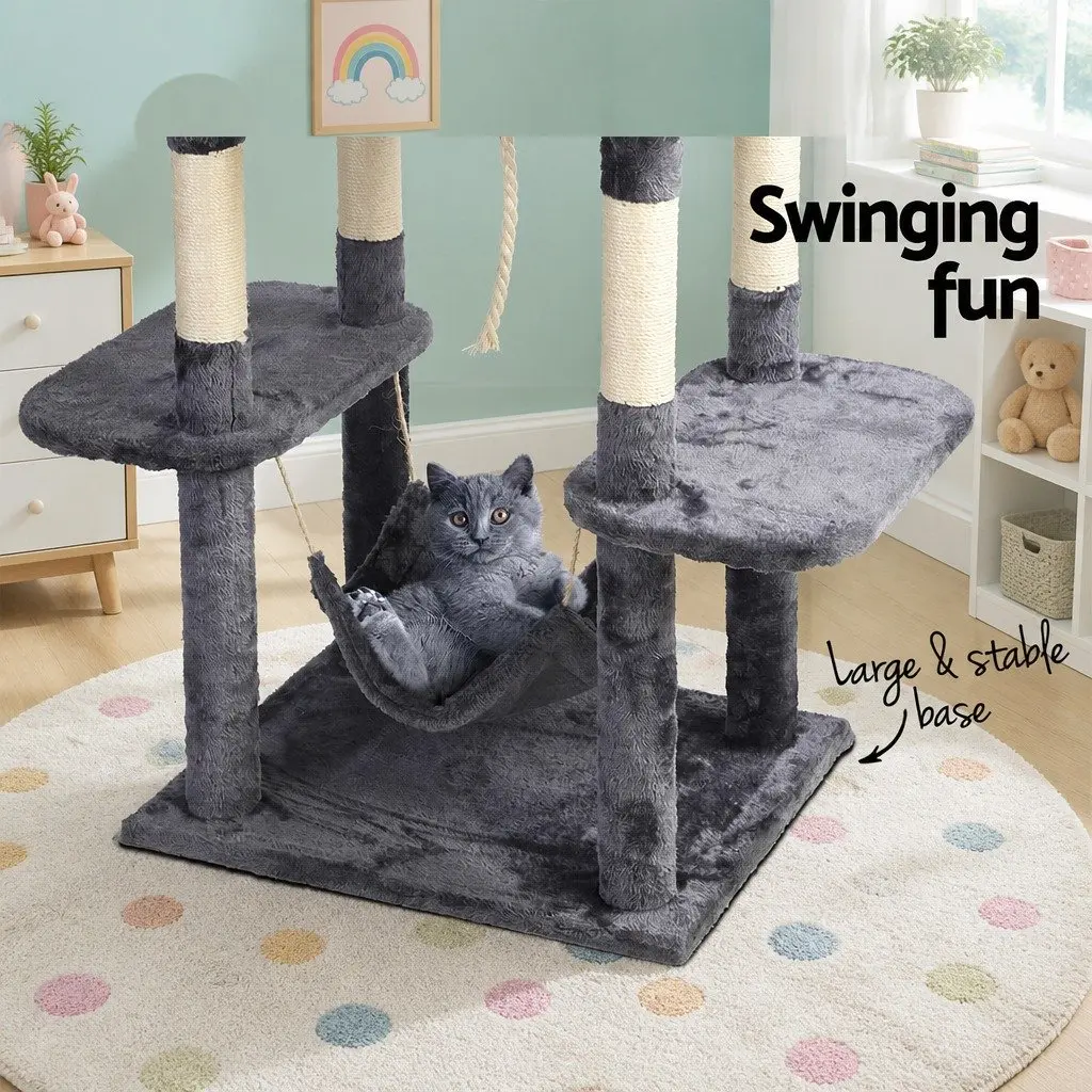Cat Tree 171cm Tall Multi-Level Scratching Post Tower with Wooden Condo Bed Hammock and Rope Toys