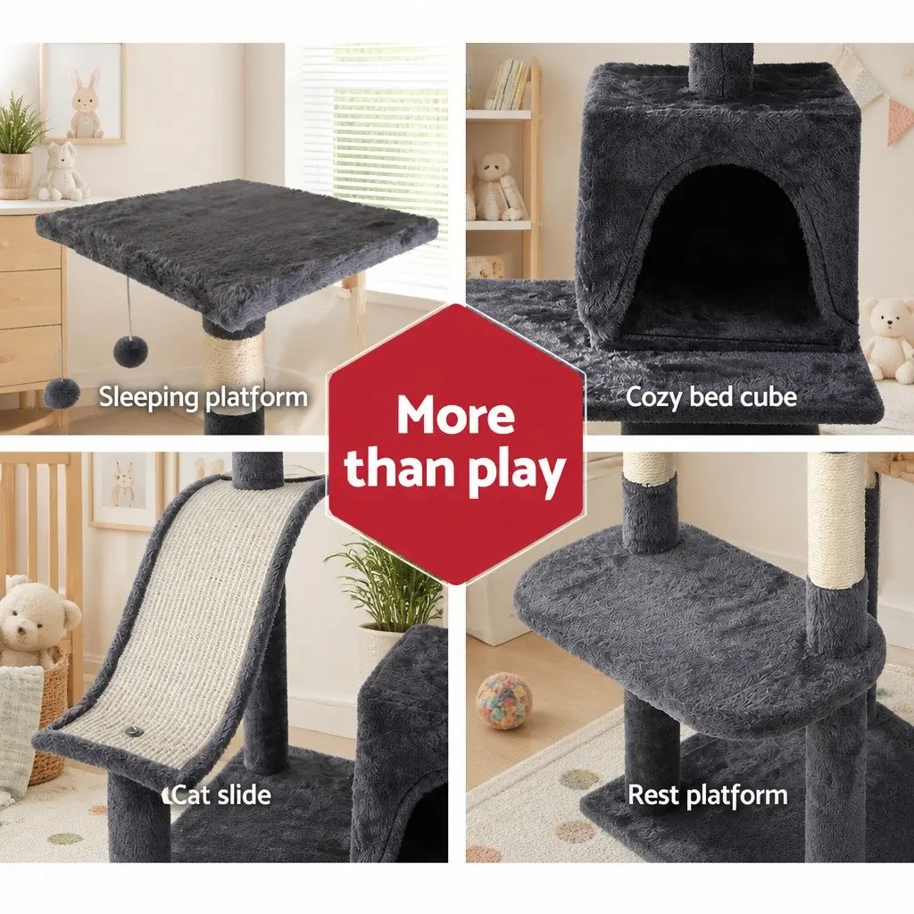 Cat Tree 171cm Tall Multi-Level Scratching Post Tower with Wooden Condo Bed Hammock and Rope Toys