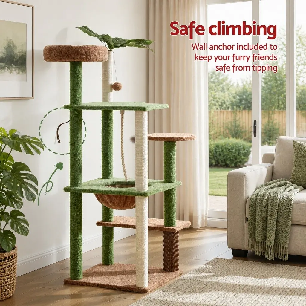Cat Tree Tower 152cm Multi-Level Scratching Post Jungle Canopy Indoor Climbing