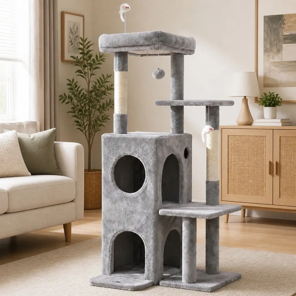 Cat Tree Tower 127cm Multi-Level Platforms Perches Hideouts Scratching Post