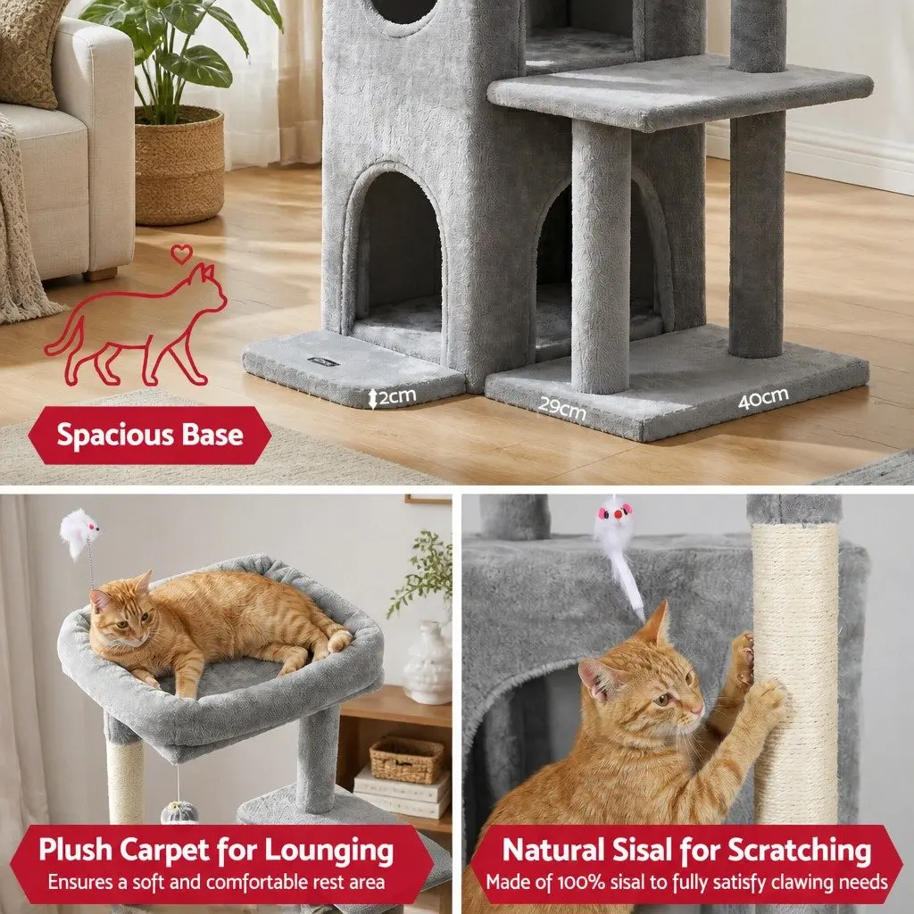 Cat Tree Tower 127cm Multi-Level Platforms Perches Hideouts Scratching Post