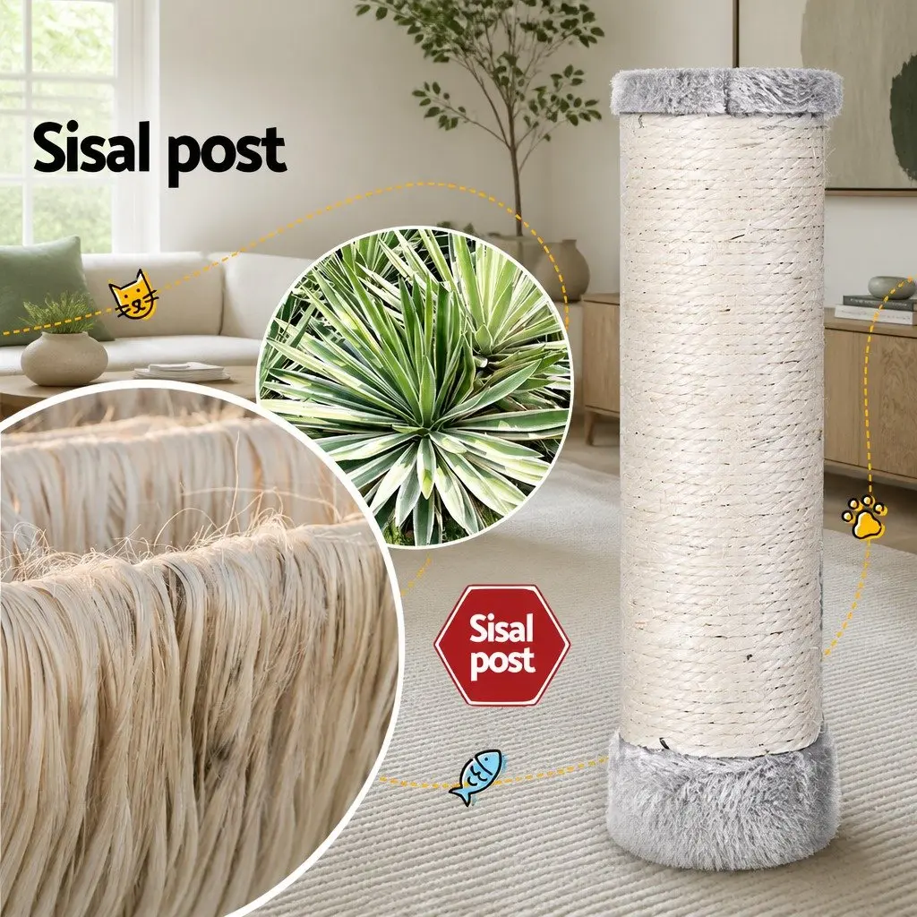Cat Tree Tower 143cm Multi-Level Wooden Scratching Post with Plush Cover and Sisal Posts
